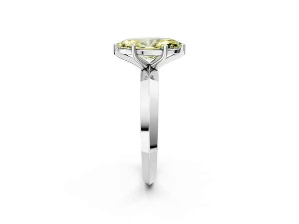 Sterling Silver Marquise Knife-Edge Solitaire Engagement Ring Setting for Fancy Yellow Center