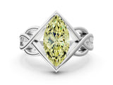 Silver Fancy Yellow Marquise Cut Solitaire Intertwined Band Prong Setting Ring_6
