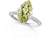 Silver Fancy Yellow Marquise Cut Solitaire Split Shank Pave Diamond Engagement Ring with Four-Prong Setting_7