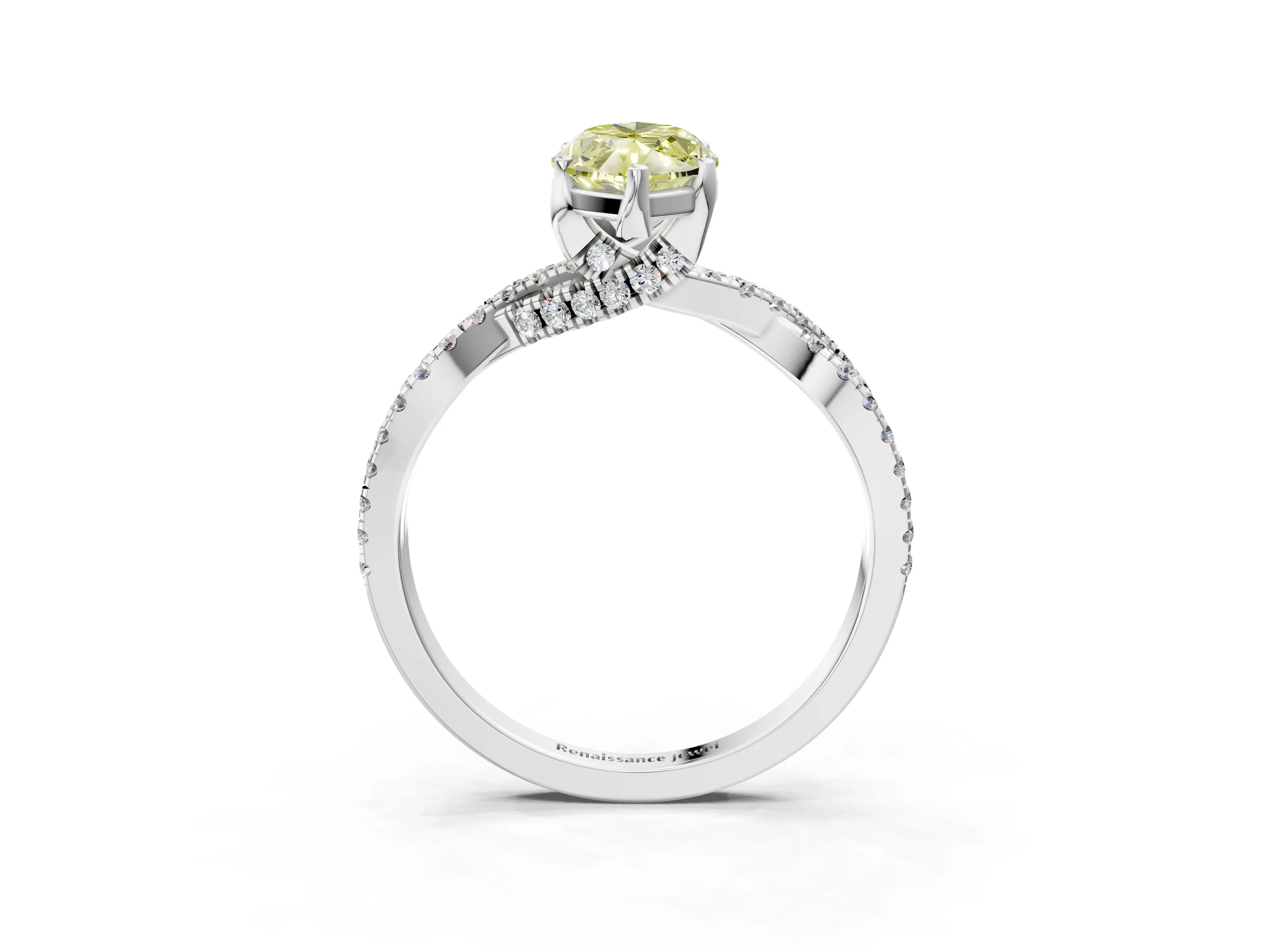 Silver Fancy Yellow Marquise Cut Solitaire Twist Pave Diamond Engagement Ring with Prong Setting_69