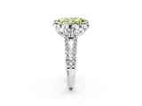 Silver Fancy Yellow Marquise  Halo Diamond Floral Split Shank Engagement Ring 3
