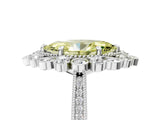 Silver Fancy Yellow Marquise  Halo Milgrain Pave Diamond Ring with Four-Prong Setting 1