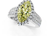 Silver Fancy Yellow Marquise  Halo Round Diamond Pave Band with Prong Setting 3