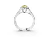 Silver Fancy Yellow Marquise  Halo Round Diamond Pave Band with Prong Setting 5