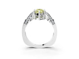 Silver Fancy Yellow Marquise  Solitaire Diamond Engagement Ring with Pave Band and Four-Prong Setting 3