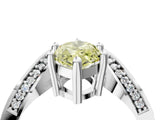 Silver Fancy Yellow Marquise  Solitaire Diamond Engagement Ring with Pave Band and Four-Prong Setting 4