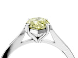 Silver Fancy Yellow Marquise  Solitaire Diamond Ring with Four-Prong Setting and Tapered Band 5