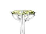 Silver Fancy Yellow Marquise  Solitaire Diamond Ring with Split Shank and Four-Prong Setting_17