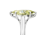 Silver Fancy Yellow Marquise  Solitaire Engagement Ring with Six-Prong Setting and Classic Band