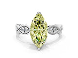 Silver Fancy Yellow Marquise  Solitaire Twist Band with Leaf Prong Setting 1