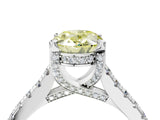 Silver Fancy Yellow Oval  Brilliant Diamond Solitaire with Pavé Band and Four-Prong Setting 5