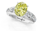 Silver Fancy Yellow Oval  Brilliant Solitaire with Side Stones on a Pave Band and Four-Prong Setting_13