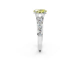 Silver Fancy Yellow Oval Cut Brilliant Diamond Pavé Band with Six-Prong Setting_20