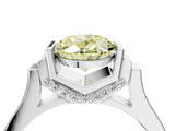 Silver Fancy Yellow Oval Cut Brilliant Solitaire Diamond Ring with Channel Set Band and Bar Prong Setting_10