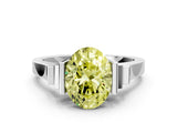 Silver Fancy Yellow Oval Cut Brilliant Solitaire Diamond Ring with Channel Set Band and Bar Prong Setting_6