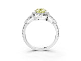 Silver Fancy Yellow Oval Cut Cut Diamond Halo Engagement Ring with Open Split Pavé Band_9