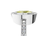 Silver Fancy Yellow Oval Cut-Cut Diamond Halo Engagement Ring with Pave Band and Prong Setting_11