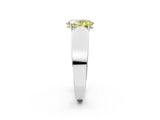 Silver Fancy Yellow Oval Cut Diamond Channel Set Solitaire Ring with Four-Prong Setting_44