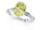 Silver Fancy Yellow Oval Cut Diamond Engagement Ring with Side Stone Accents and Four-Prong Setting_13