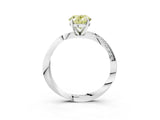 Silver Fancy Yellow Oval Cut Diamond Engagement Ring with Side Stone Accents and Four-Prong Setting_15