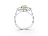 Silver Fancy Yellow Oval Cut Diamond Floral Double Halo Engagement Ring with Prong Setting_171