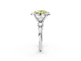 Silver Fancy Yellow Oval  Cut Diamond Floral Halo Engagement Ring with Shared Prong Setting 3