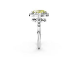 Silver Fancy Yellow Oval Cut Diamond Floral Halo Split Shank Prong Setting Ring_8