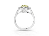 Silver Fancy Yellow Oval Cut Diamond Floral Halo Split Shank Prong Setting Ring_9