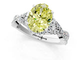 Silver Fancy Yellow Oval Cut Diamond  Halo Twist Band Solitaire Prong Setting Ring_13