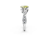 Silver Fancy Yellow Oval Cut Diamond  Halo Twist Band Solitaire Prong Setting Ring_14