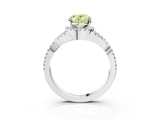 Silver Fancy Yellow Oval Cut Diamond  Halo Twist Band Solitaire Prong Setting Ring_15