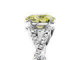 Silver Fancy Yellow Oval Cut Diamond  Halo Twist Band Solitaire Prong Setting Ring_17