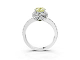 Silver Fancy Yellow Oval Cut Diamond Scalloped Halo Engagement Ring with Round Shared Prong Band_3