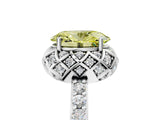 Silver Fancy Yellow Oval Cut Diamond Scalloped Halo Engagement Ring with Round Shared Prong Band_5