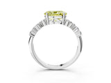 Silver Fancy Yellow Oval Cut Diamond Scattered Round Accent Ring with Prong Setting_9