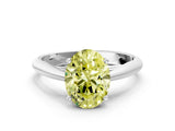 Silver Fancy Yellow Oval Cut Diamond Solitaire Engagement Ring with Cathedral Setting and Four-Prong Mount_12