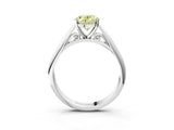 Silver Fancy Yellow Oval Cut Diamond Solitaire Engagement Ring with Cathedral Setting and Four-Prong Mount_15