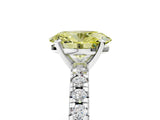Silver Fancy Yellow Oval Cut Diamond Solitaire Pavé Engagement Ring with Round Band and Prong Setting_6