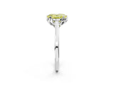 Silver Fancy Yellow Oval Cut Diamond Solitaire Ring with Flower Prong Setting and Classic Band_14