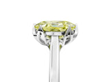 Silver Fancy Yellow Oval Cut Diamond Solitaire Ring with Flower Prong Setting and Classic Band_17