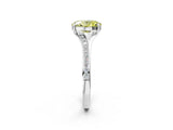 Silver Fancy Yellow Oval Cut Diamond Solitaire Ring with Pavé Band and Prong Setting_14