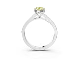 Silver Fancy Yellow Oval Cut Diamond Solitaire Ring with Pavé Band and Prong Setting_15