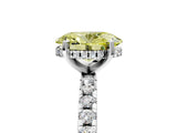 Silver Fancy Yellow Oval Cut Diamond Solitaire Ring with Round  Pavé Band and Four-Prong Setting_41