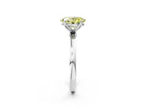 Silver Fancy Yellow Oval Cut Diamond Solitaire Ring with Thin Band and Prong Setting_2