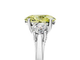 Silver Fancy Yellow Oval Cut Diamond Three-Stone Engagement Ring with Prong Setting and Pavé Band_89