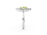 Silver Fancy Yellow Oval Cut Halo Diamond Cluster Ring with Marquise and Round Stones on a White Gold Band with Prong Setting_2