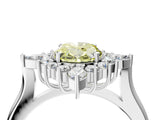 Silver Fancy Yellow Oval Cut Halo Diamond Cluster Ring with Marquise and Round Stones on a White Gold Band with Prong Setting_4