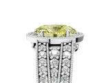 Silver Fancy Yellow Oval Cut Halo Diamond Split Shank Ring with Prong Setting_11