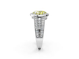 Silver Fancy Yellow Oval Cut Halo Diamond Split Shank Ring with Prong Setting_8