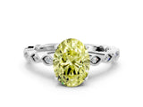 Silver Fancy Yellow Oval Cut Solitaire Diamond Ring with Infinity Twist Band and Four-Prong Setting_6